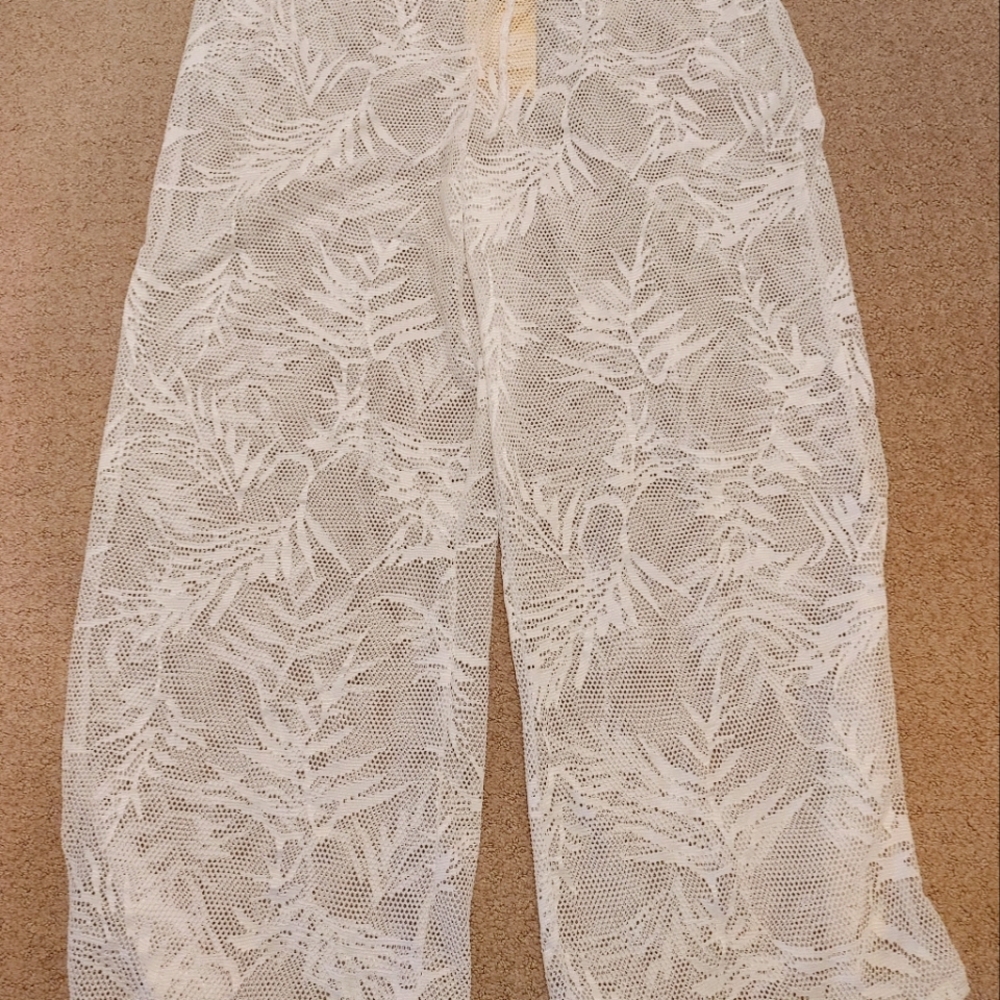 NWT! Sandiva White Palm Mesh Wide Leg Beach Pants ~ Size XL
